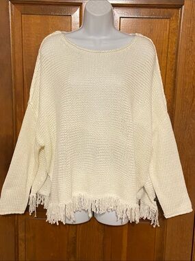 Laurie Felt Baja Sweater with Fringe Hem Detail Size XS/S